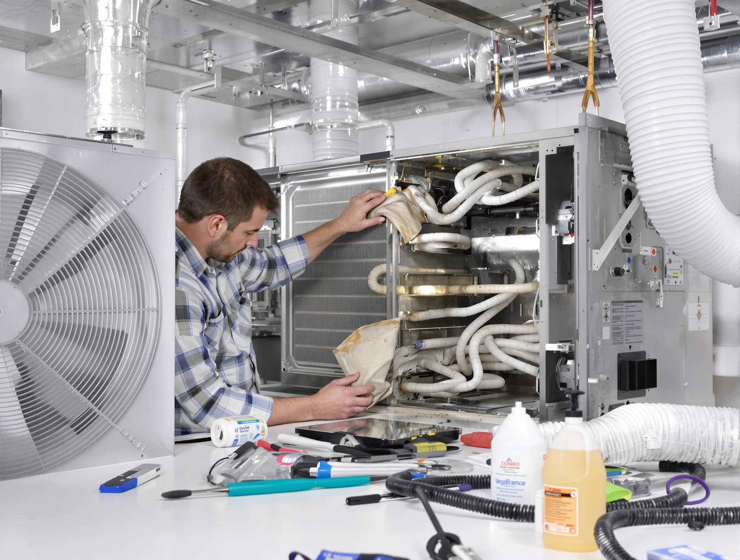 Somerville Air Duct Cleaning specialist performing precision AC coil cleaning in Somerville