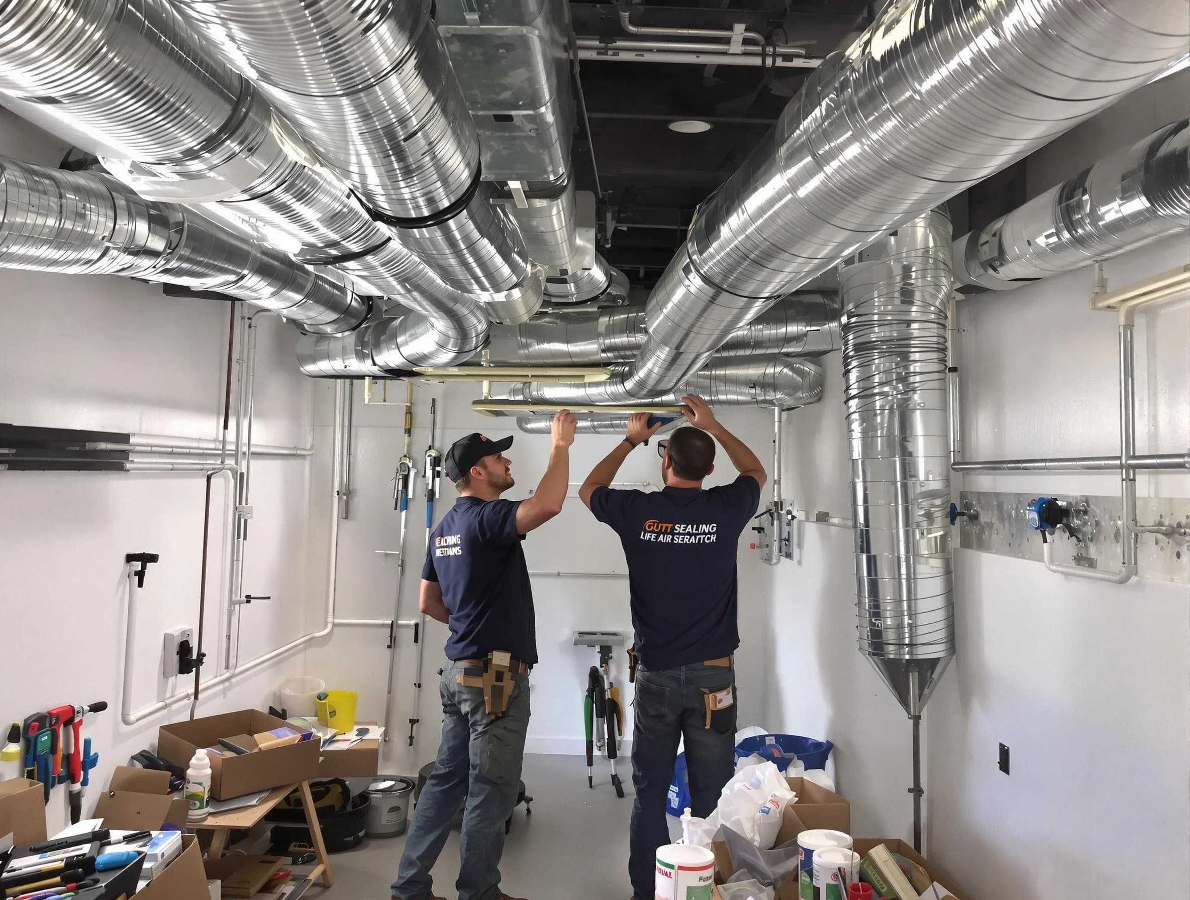 Somerville Air Duct Cleaning technician applying professional duct sealing solutions in Somerville
