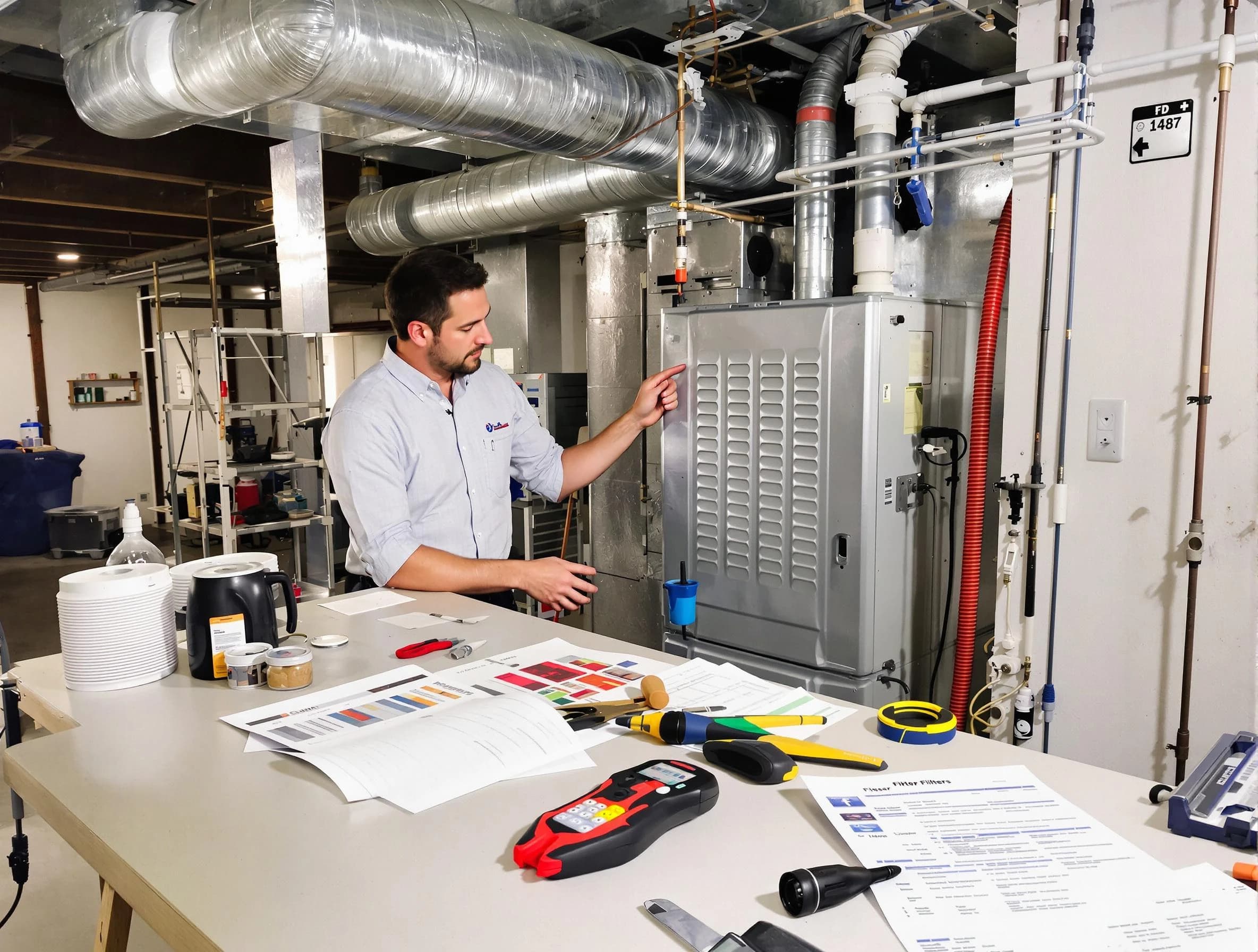 Somerville Air Duct Cleaning inspector conducting detailed filter system evaluation using professional diagnostic tools in Somerville