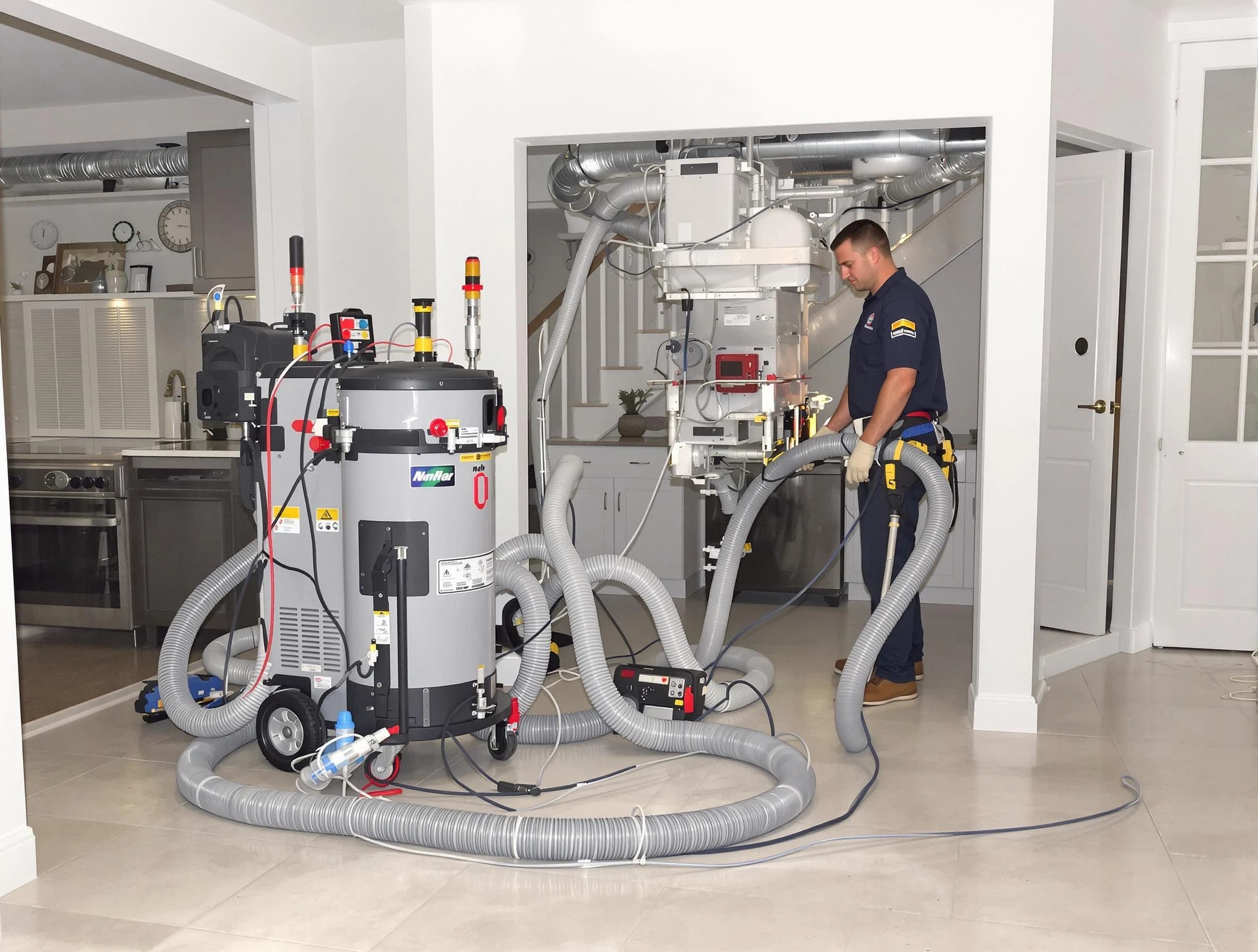 Somerville Air Duct Cleaning technician operating negative pressure cleaning equipment for thorough duct maintenance in Somerville