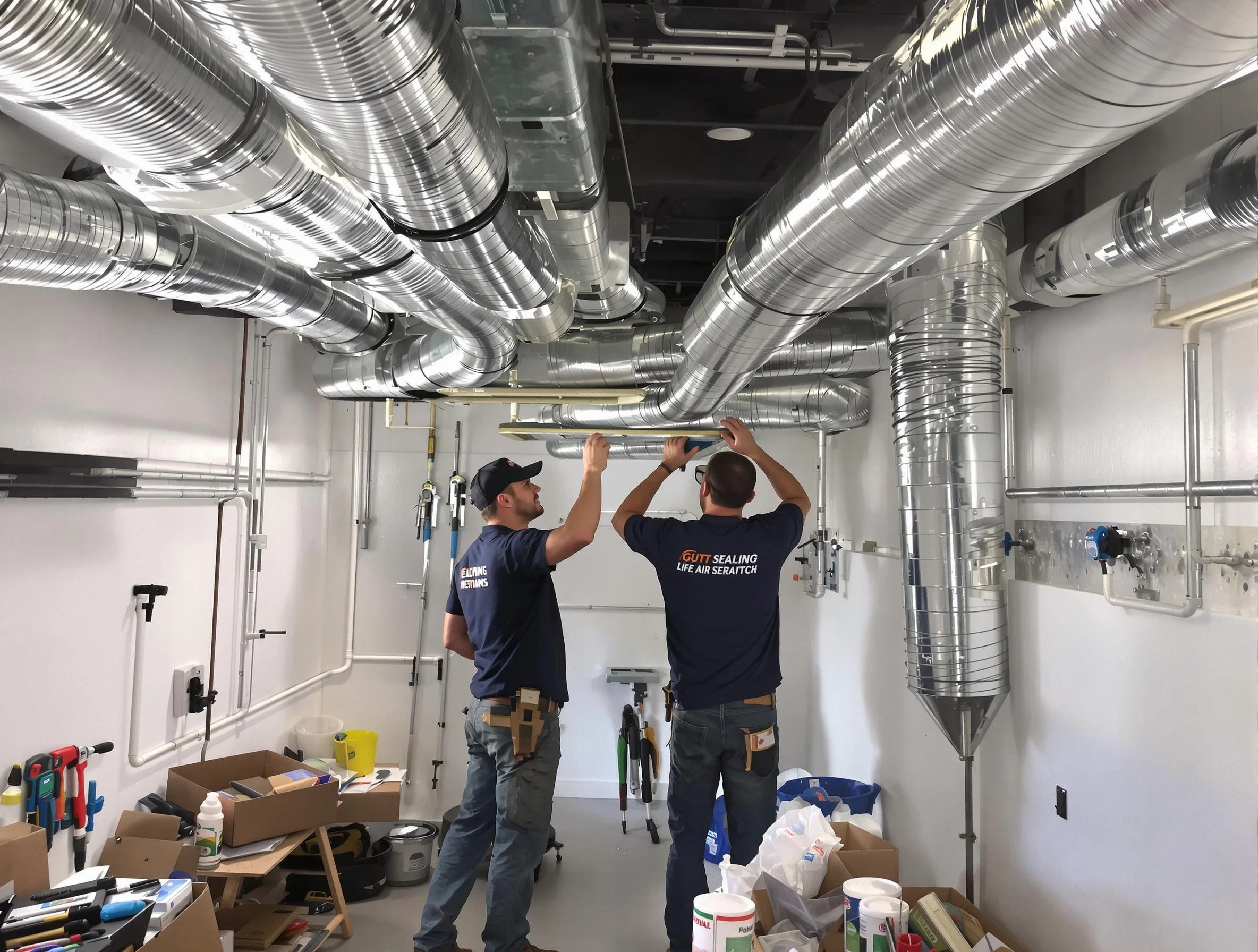 Somerville Air Duct Cleaning technician applying professional duct sealing solutions in Somerville